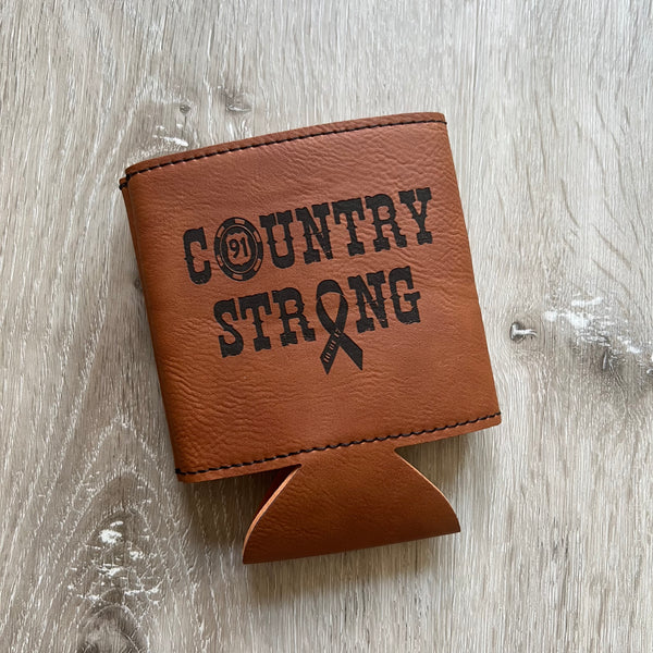 5th Anniversary Country Strong Leatherette Engraved Koozie