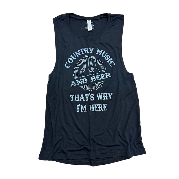 Country Music and Beer That’s Why I’m Here Women's Tank