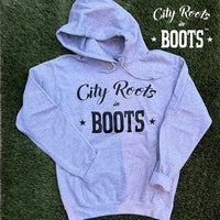 City Roots in Boots Unisex Light Gray Pullover Hoodie