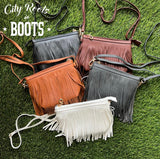 Faux Leather Fringe Handbag