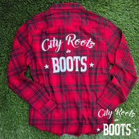 City Roots in Boots Unisex Logo Red/Black Flannel