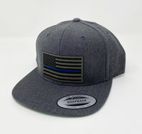 Dark Gray Wool Blue Line Flat Bill Hat