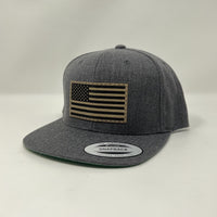 Dark Gray Wool American Flag Flat Bill Hat