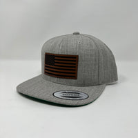 Light Gray Wool American Flag Flat Bill Hat