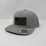Light Gray Wool American Flag Flat Bill Hat
