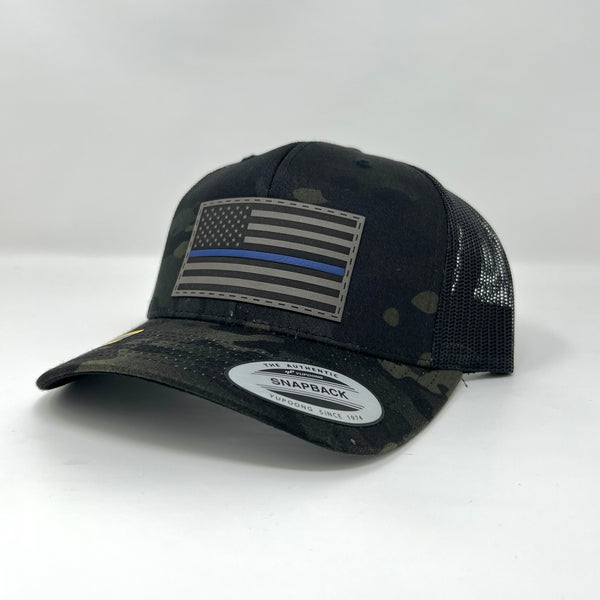 Black MultiCam Blue Line Hat