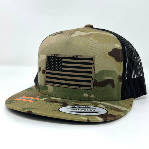 Sand MultiCam American Flag Flat Bill Hat