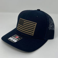 Kids Navy American Flag Curved Bill Hat