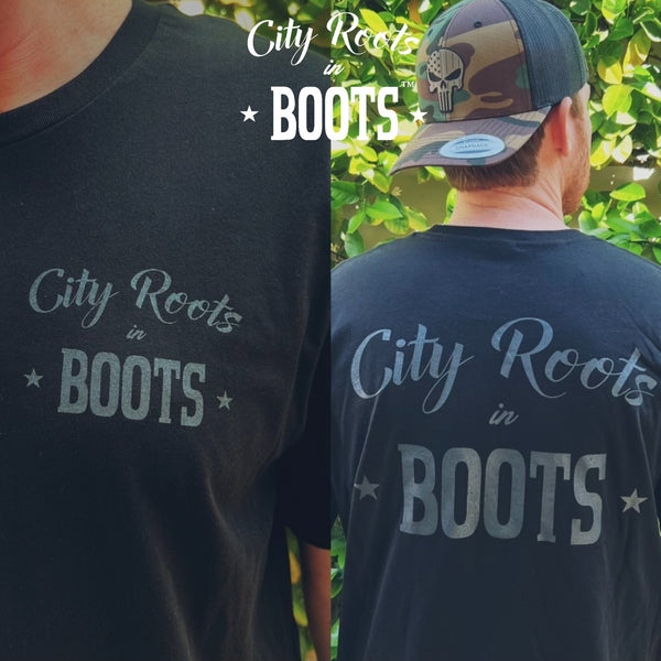 City Roots in Boots Black/Charcoal Logo Tee