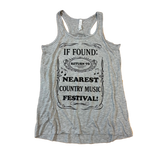 If Found: Return to Nearest Country Music Festival Women's Tank