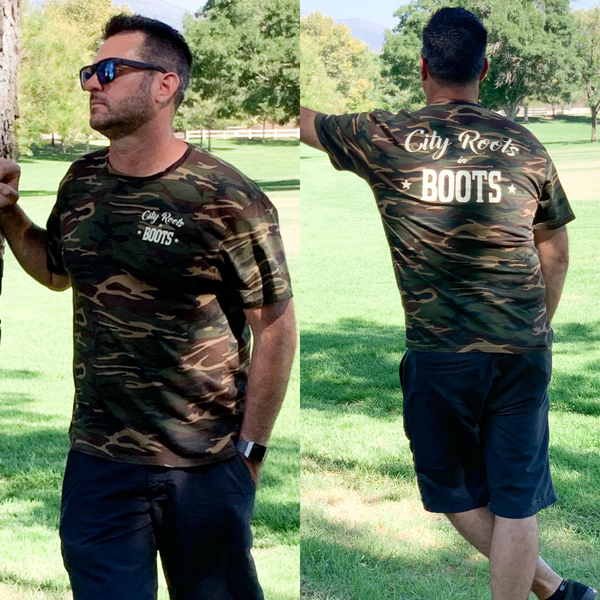 City Roots in Boots Camo Logo Tee