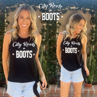 City Roots in Boots Black Side Tie Tank