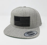 Light Gray Wool American Flag Flat Bill Hat