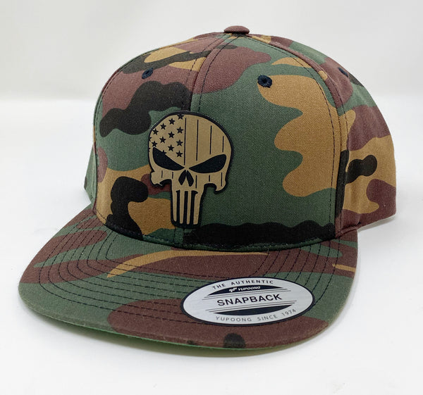 Camo Punisher Flag Flat Bill Hat