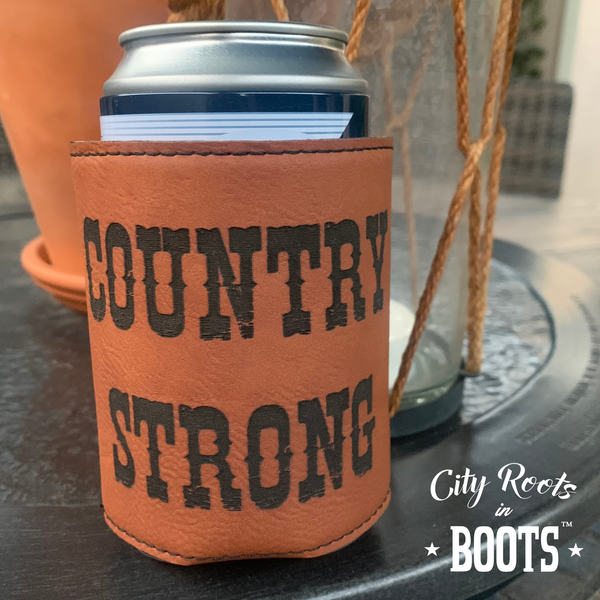 Country Strong Leatherette Engraved Koozie