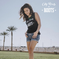 City Roots in Boots Women's Black Tank