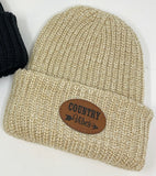 Country Vibes Leather Patch Beanie