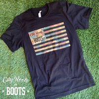 City Roots in Boots Camo Flag Tee
