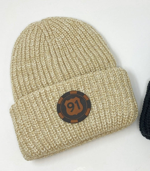Route 91 Poker Chip Leather Patch Beanie