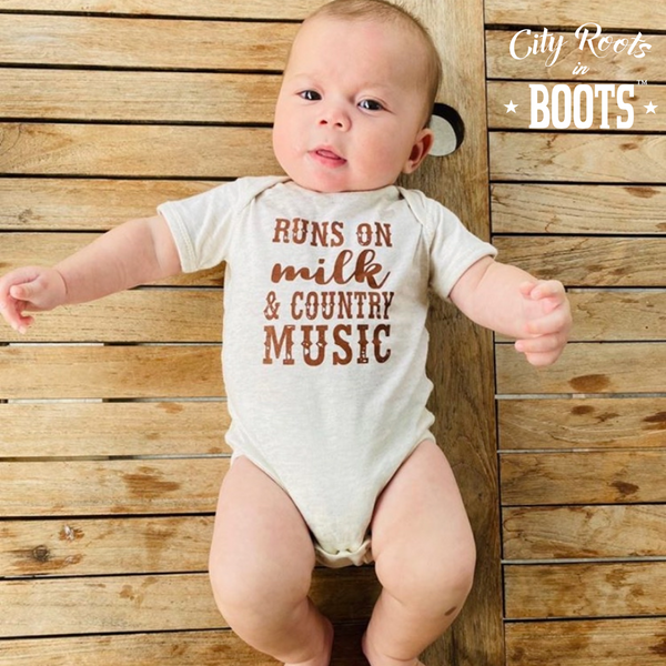 Runs on Milk & Country Music Unisex Onesie