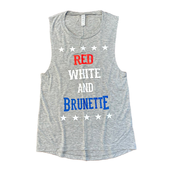 Red White and Brunette Women's Tank