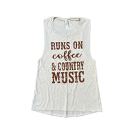 Runs on Coffee & Country Music Women's Muscle Tank