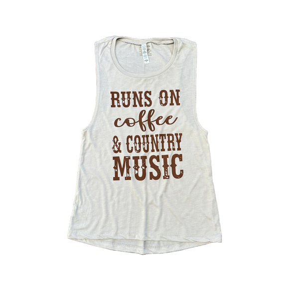 Runs on Coffee & Country Music Women's Muscle Tank