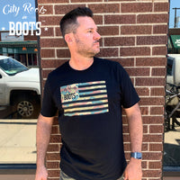 City Roots in Boots Camo Flag Tee