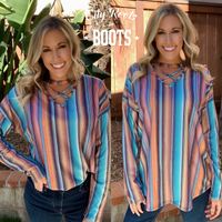 Criss Cross Aztec Striped Long Sleeve