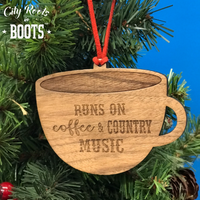 Runs on Coffee & Country Music Christmas Ornament