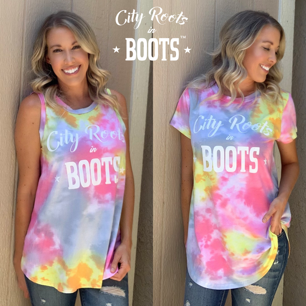 City Roots in Boots Tie Dye Tank or Tee