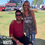 City Roots in Boots Camo Neon Key Hole Tank