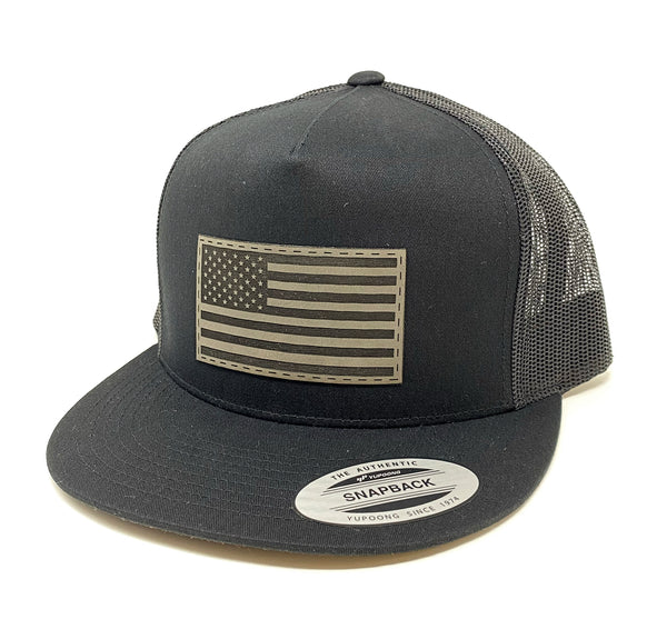 Black American Flag Flat Bill Hat